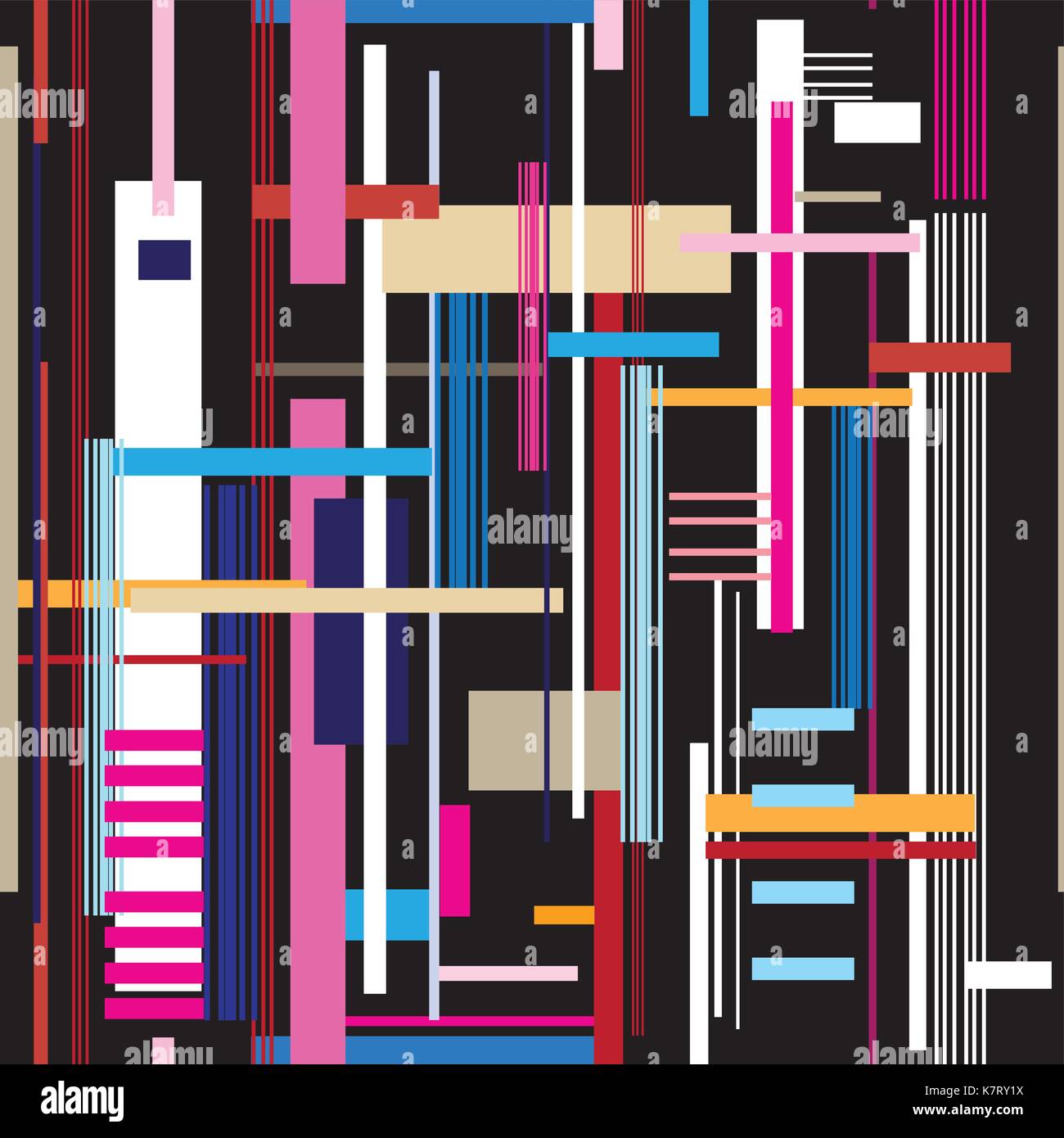 Geometric multicolored pattern from different stripes and rectangles Stock Vector