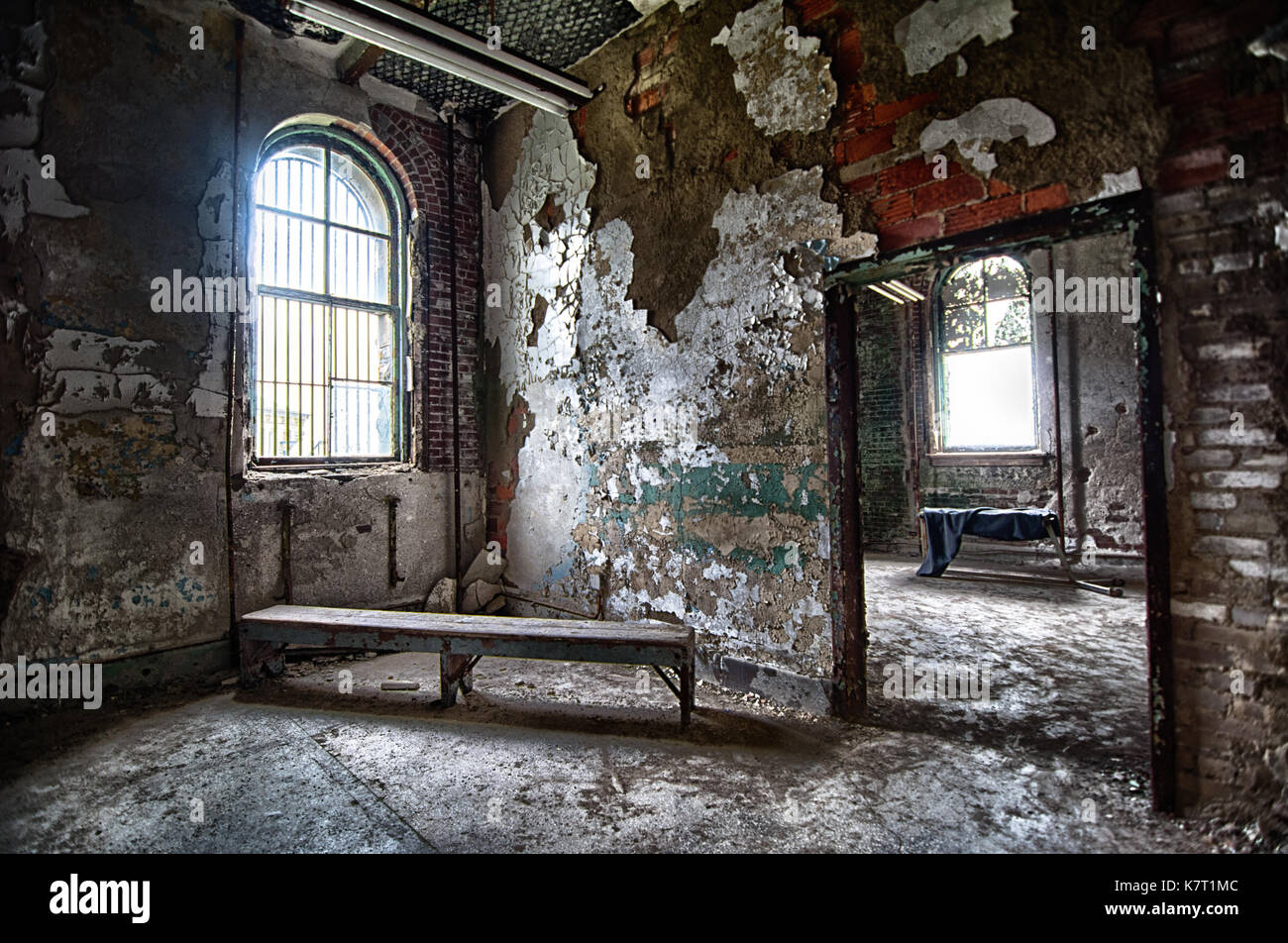 The Ohio State Reformatory is a historic prison in Mansfield, Ohio, USA, that is open to the public for tours Stock Photo