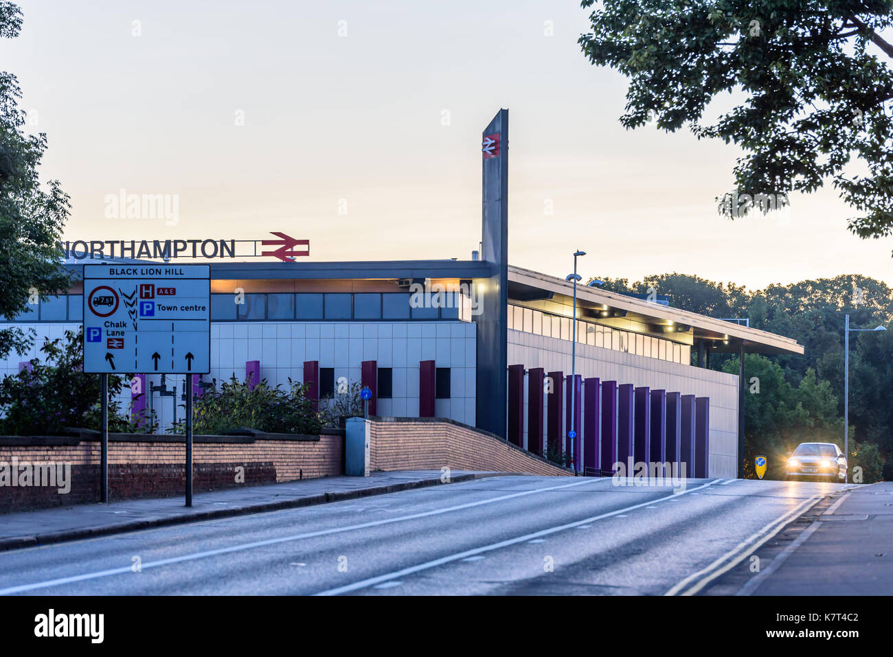 Northampton, UK - Aug 31, 2017: Early Morning view of New Northampton Train Station Stock Photo