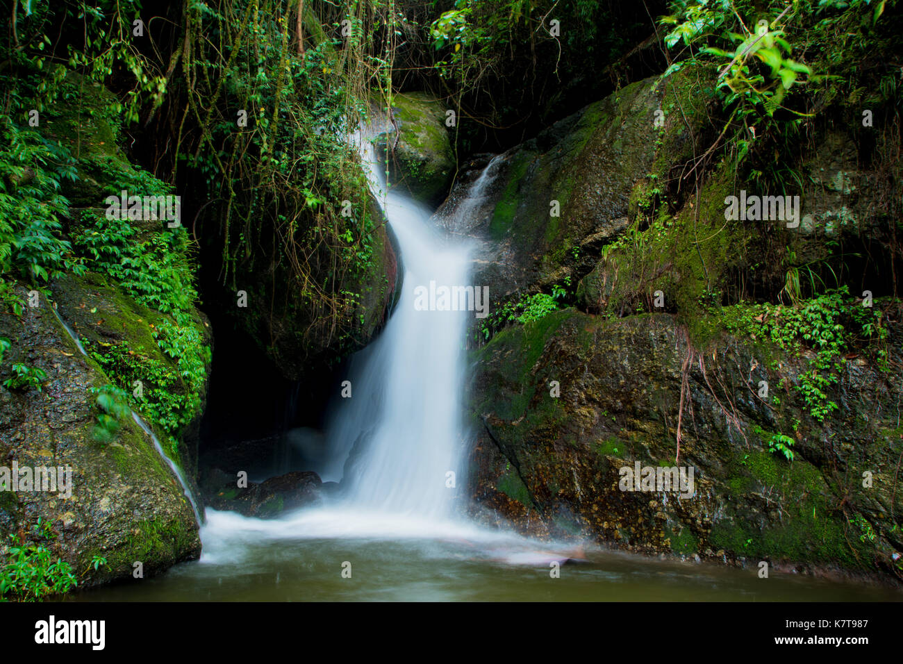 Small Pure and Fresh White Waterfall Stock Photo