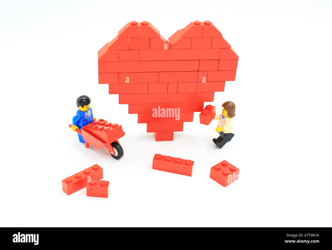 lego heart shaped love bricks which are isolated on white Stock Photo -  Alamy