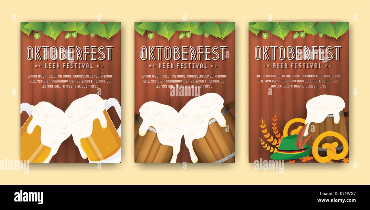 Oktoberfest beer festival advertisement poster template. Oktoberfest background for flyer cover, billboard, invitation card design. Vector illustratio Stock Vector