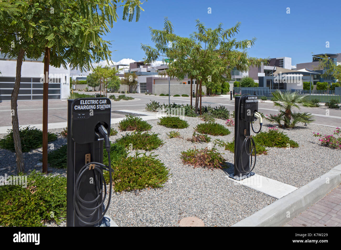 Electric Vehicle Charging Stations Stock Photo