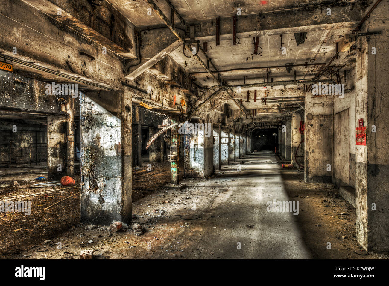 Abandoned factory tunnel Stock Photo