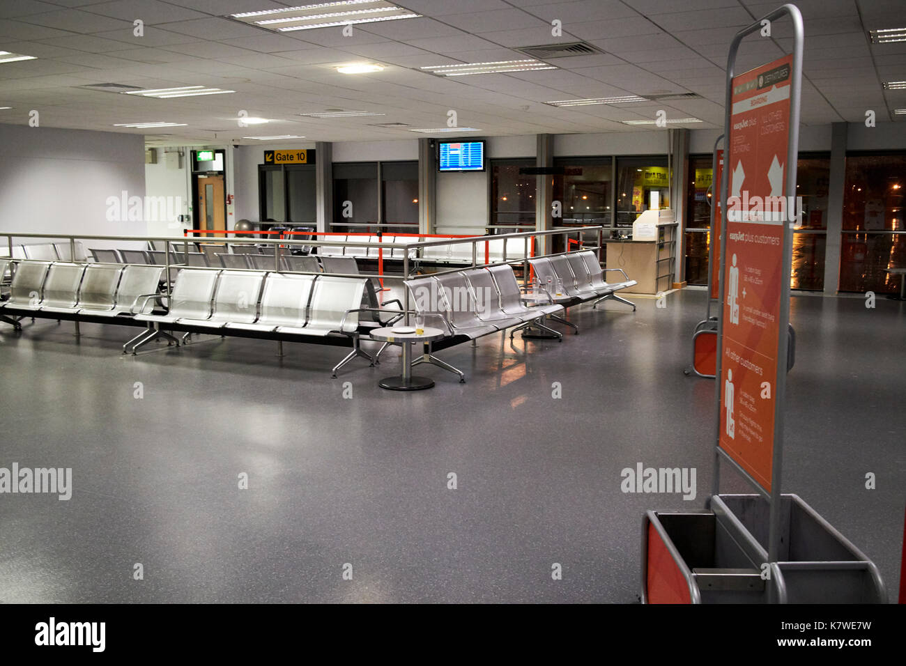empty easyjet gate at small regional belfast airport in the uk Stock Photo