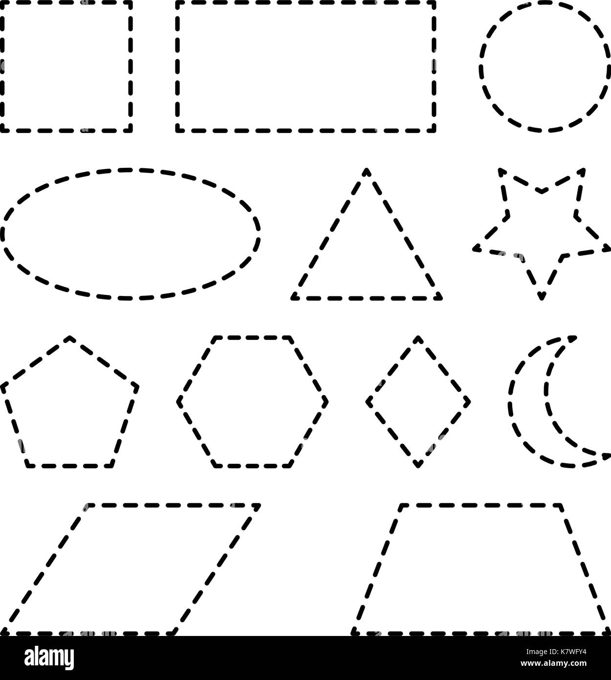 geometric shapes square, circle, oval, triangle, hexagon, rectangle