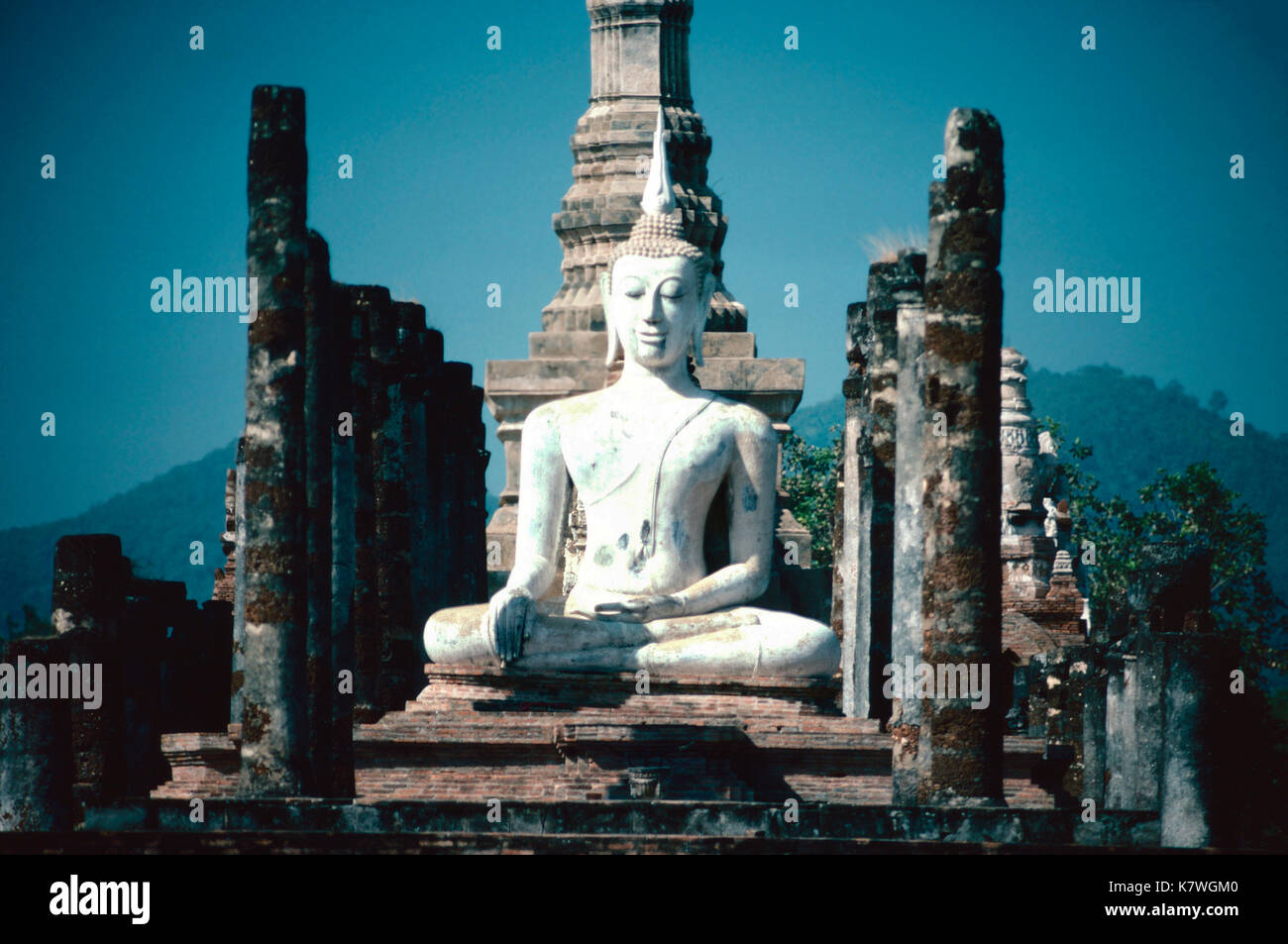 Lanka style stupa,Wat Sa Si Temple,Sukothai Historical Park,Thailand Stock Photo