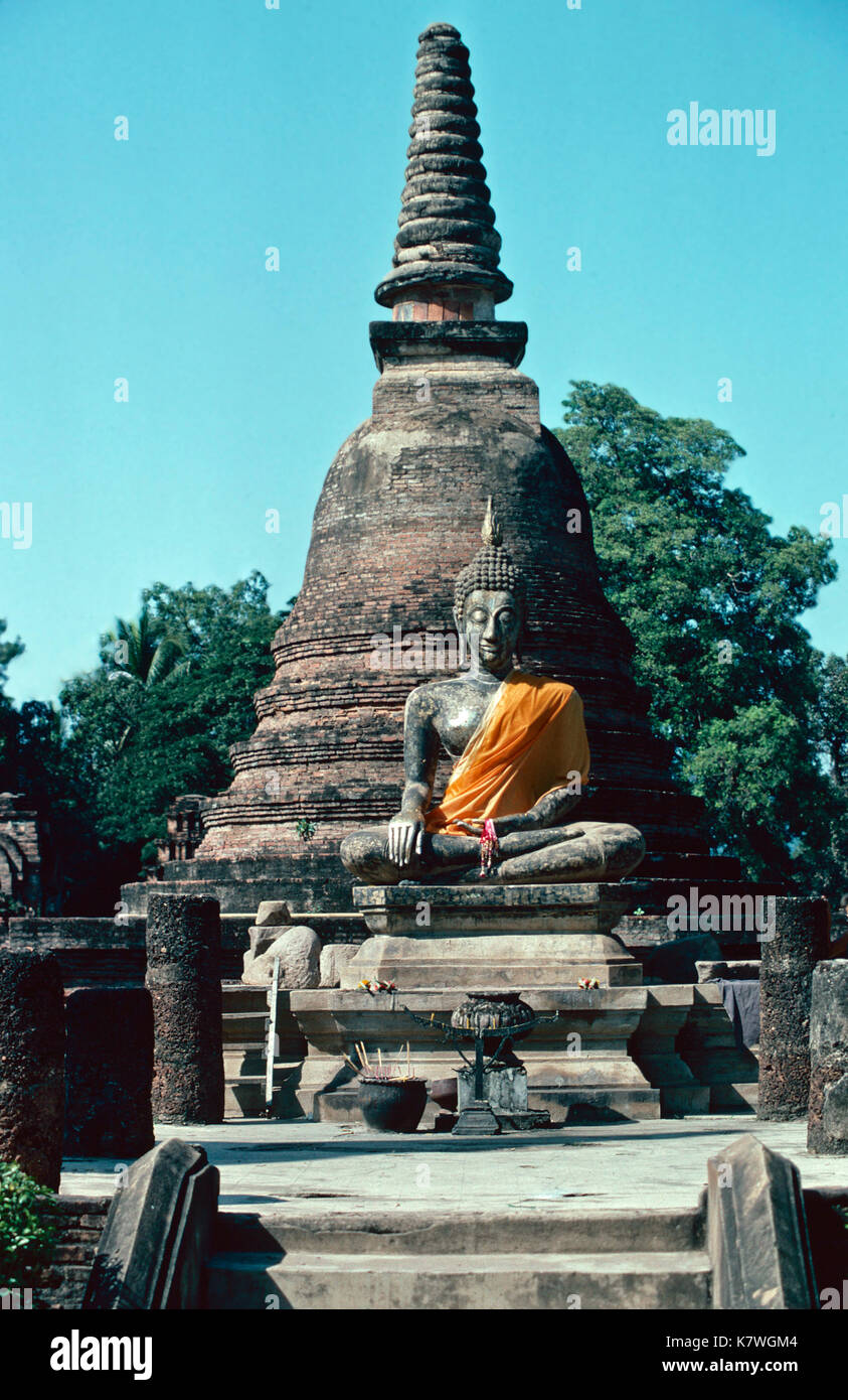 Sitting Buddha,Wat Mahathat,Sukothai Historical Park,Thailand Stock Photo