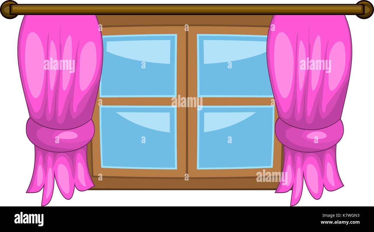 cartoon window with curtains vector symbol icon design. Beautiful