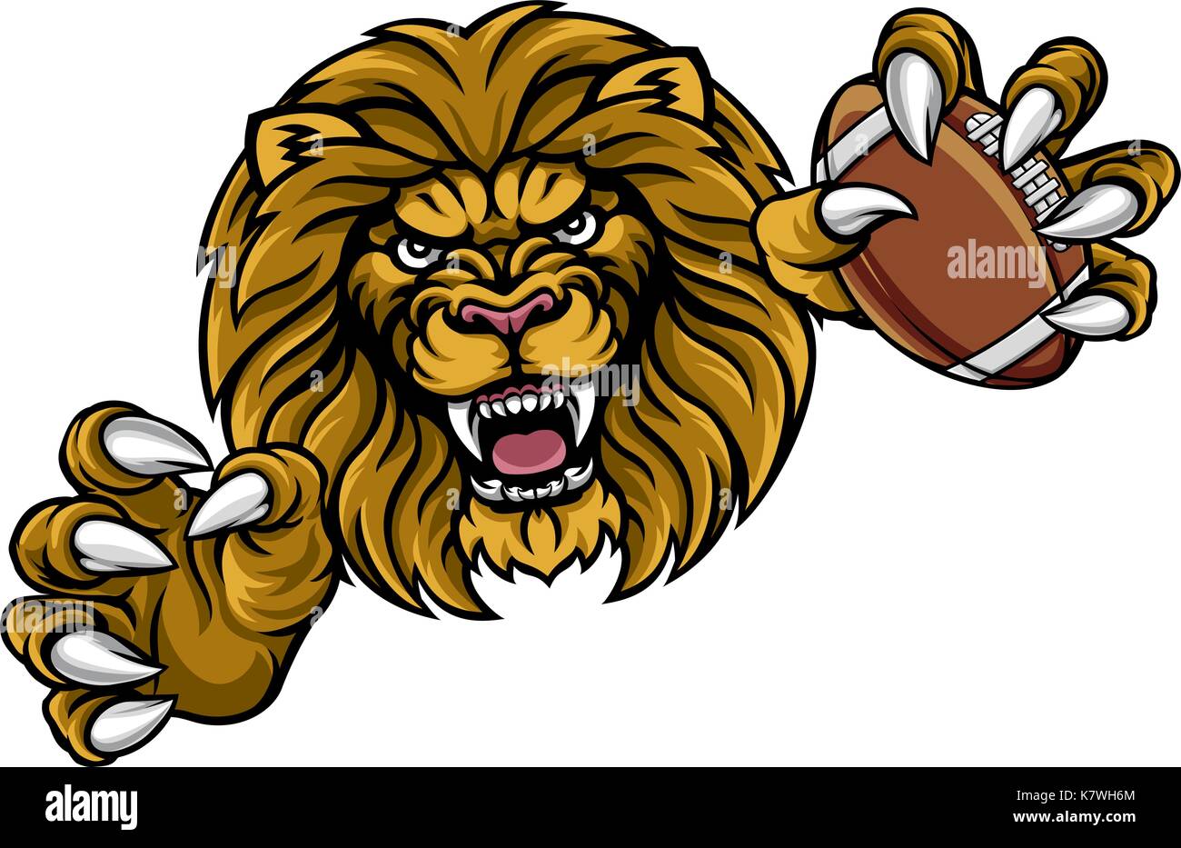Lion American Football Ball Sports Mascot Stock Vector