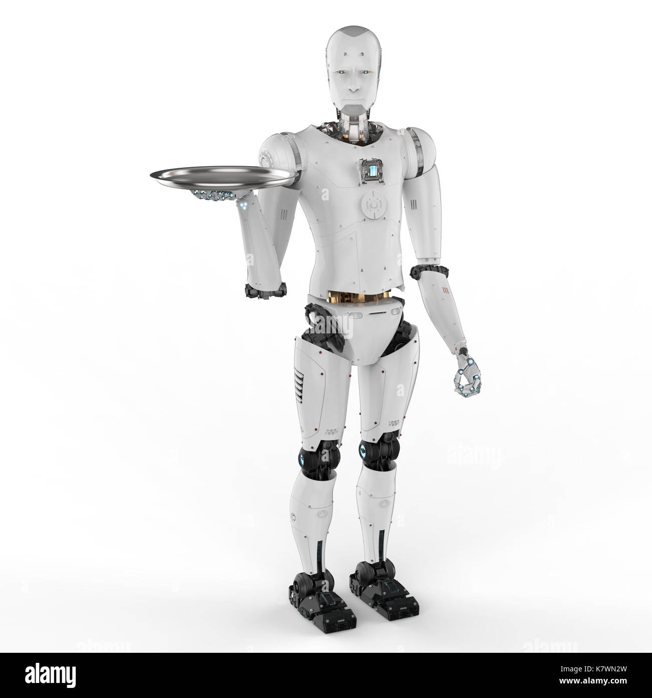 3d rendering humanoid robot holding serving tray Stock Photo Alamy