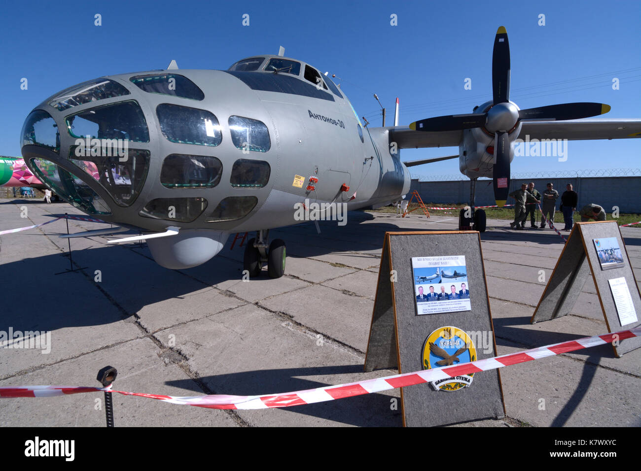 Antonov An-30 (NATO reporting name: Clank), an aerial cartography, reconnaissance and transport aircraft. Air show at Zhuljany airport. 16.09.2016 Stock Photo
