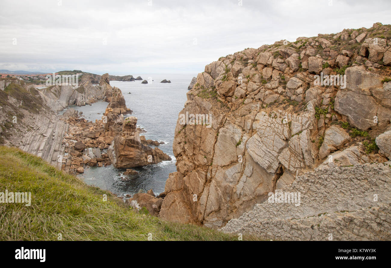 Cantabria, Costa Quebrada, rock formations Urros de Liencres Stock Photo