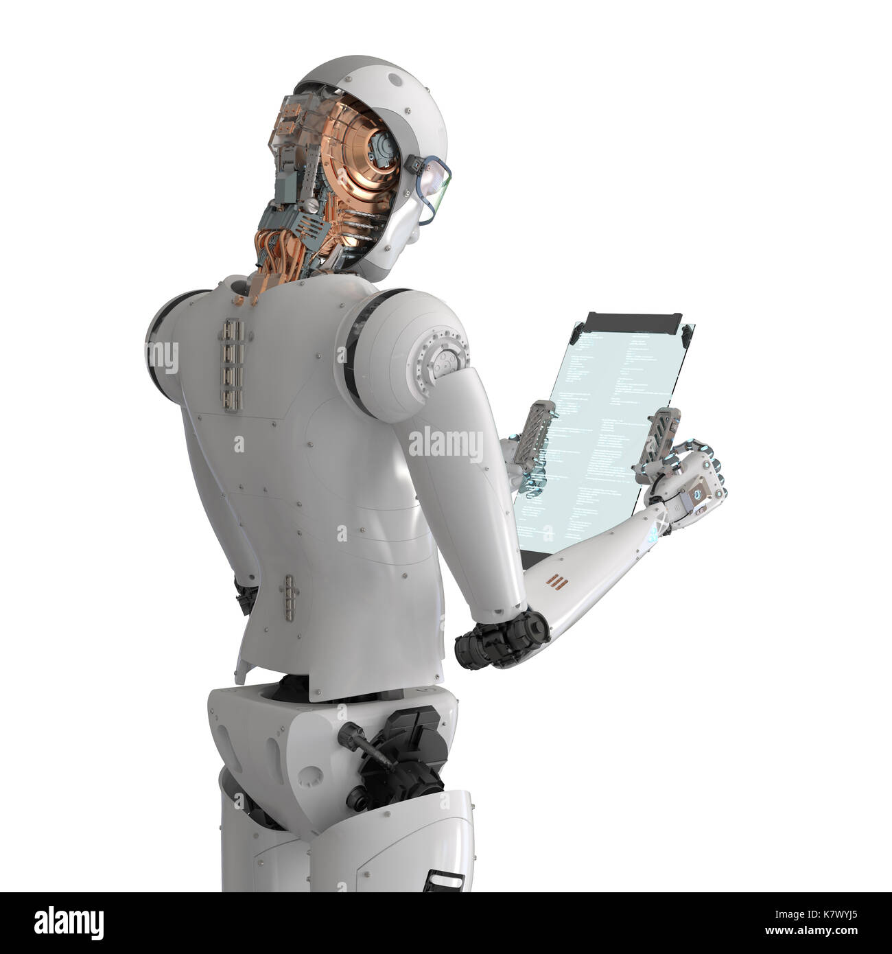3d rendering humanoid robot working with digital tablet Stock Photo - Alamy