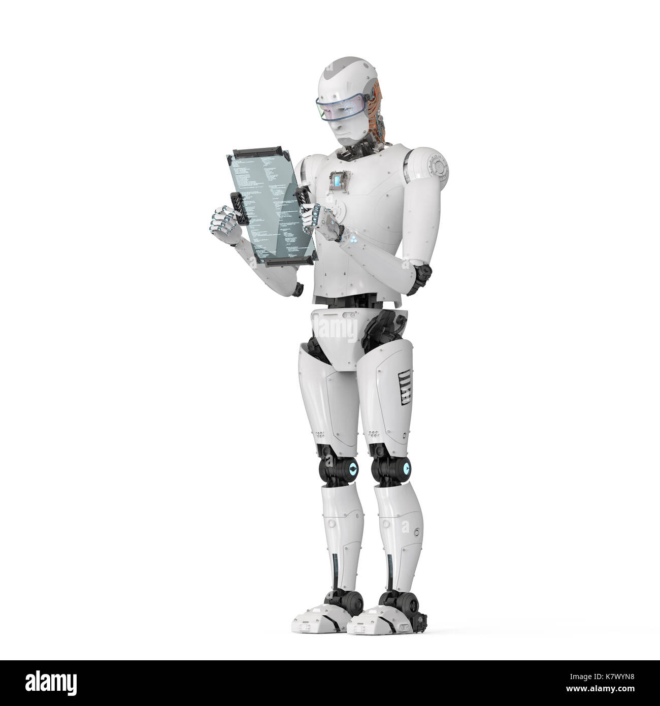 3d rendering humanoid robot working with digital tablet Stock Photo - Alamy