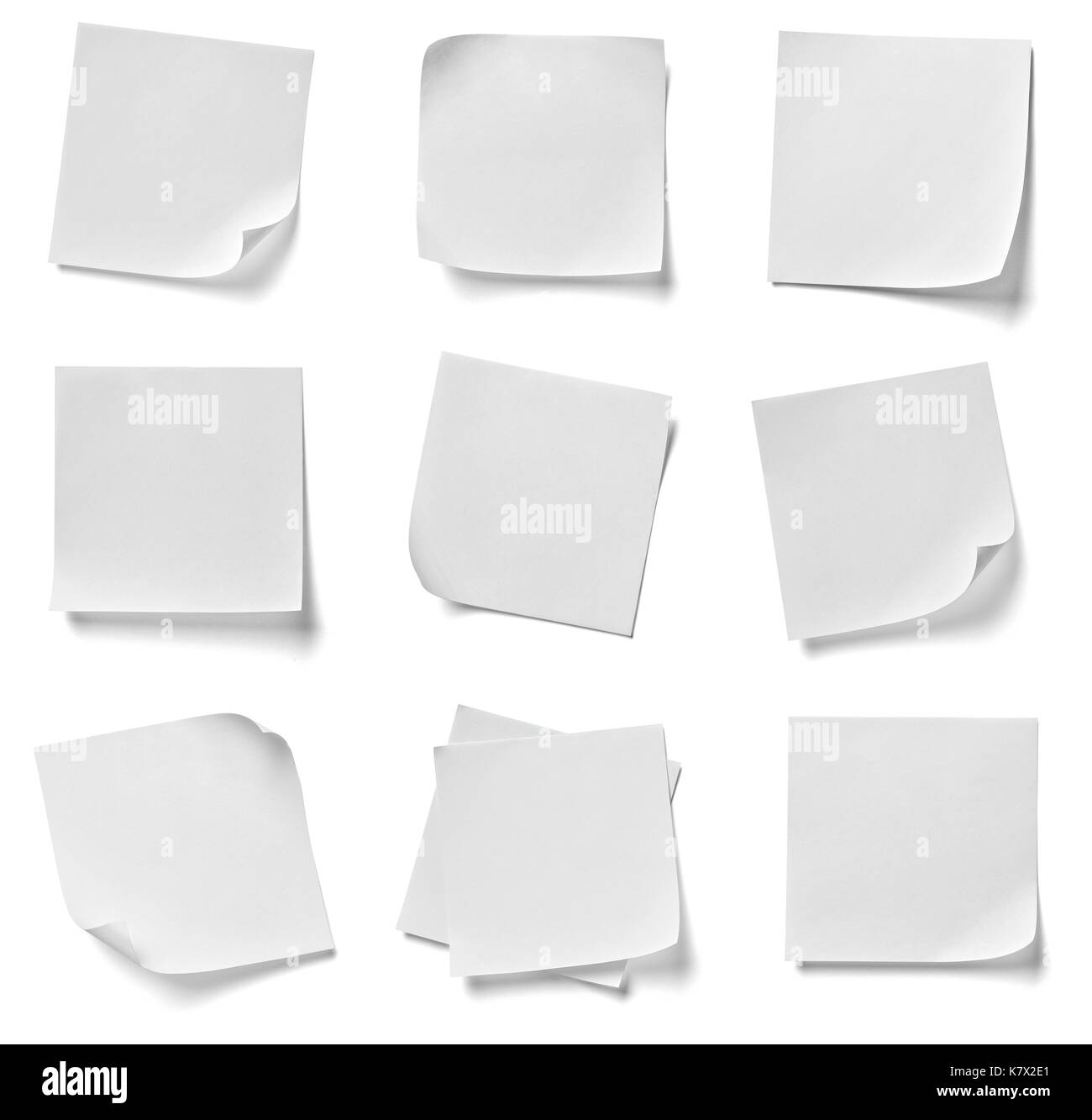 collection of  various note papers on white background. each one is shot separately Stock Photo