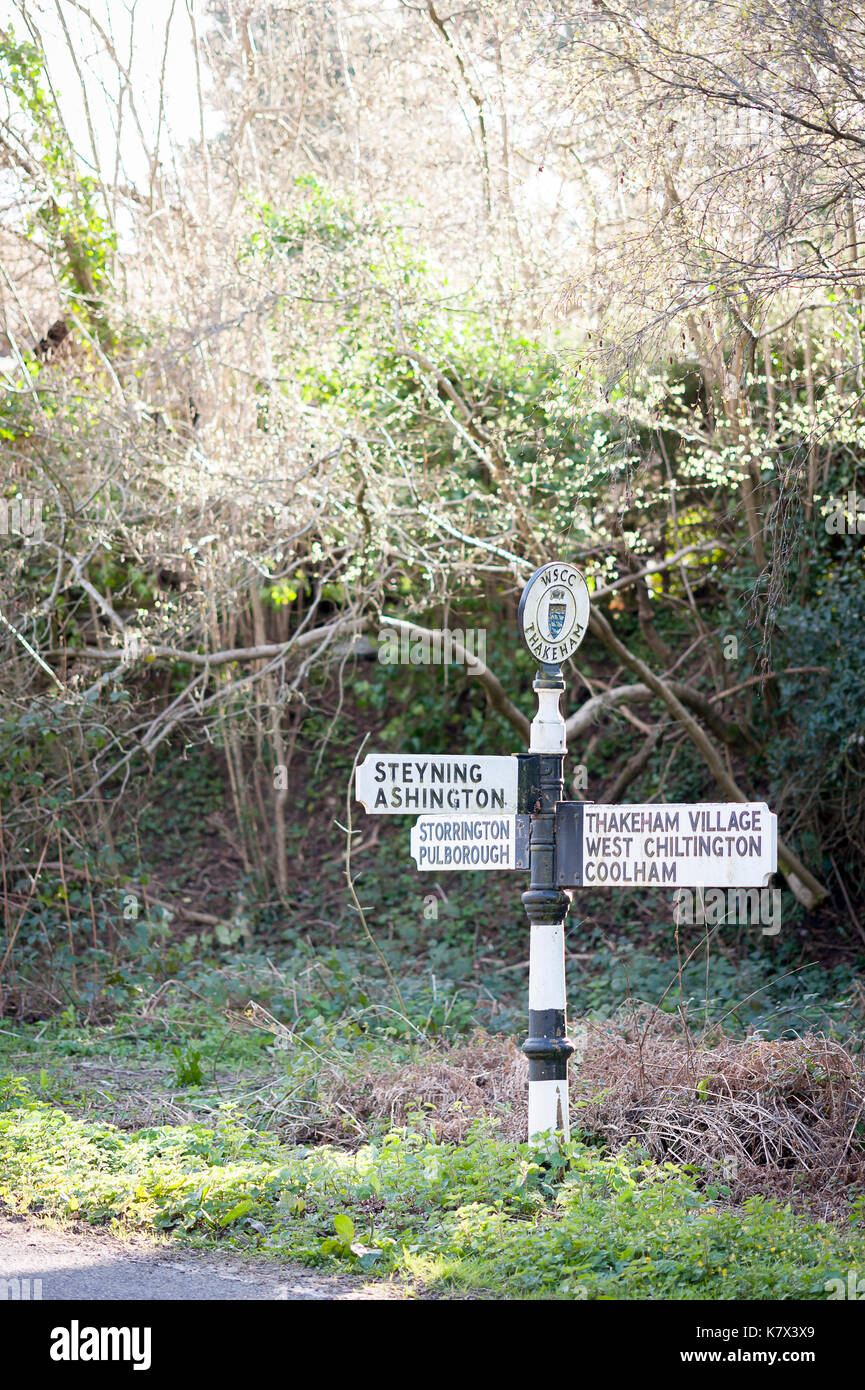 Signpost in West Sussex, England Stock Photo