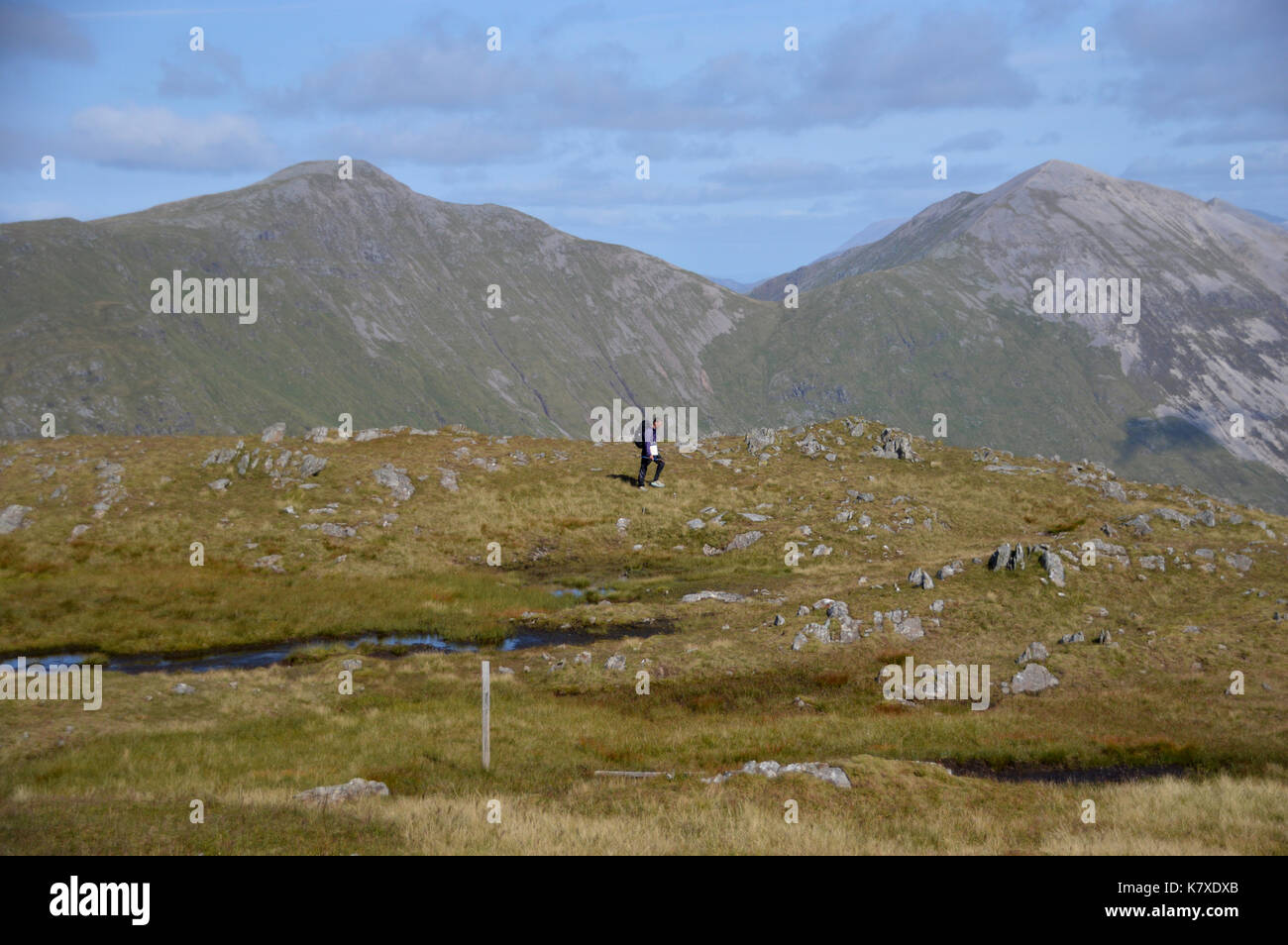 Lone Male Fell Walker on the Scottish Mountain Corbett Fraochaidh in