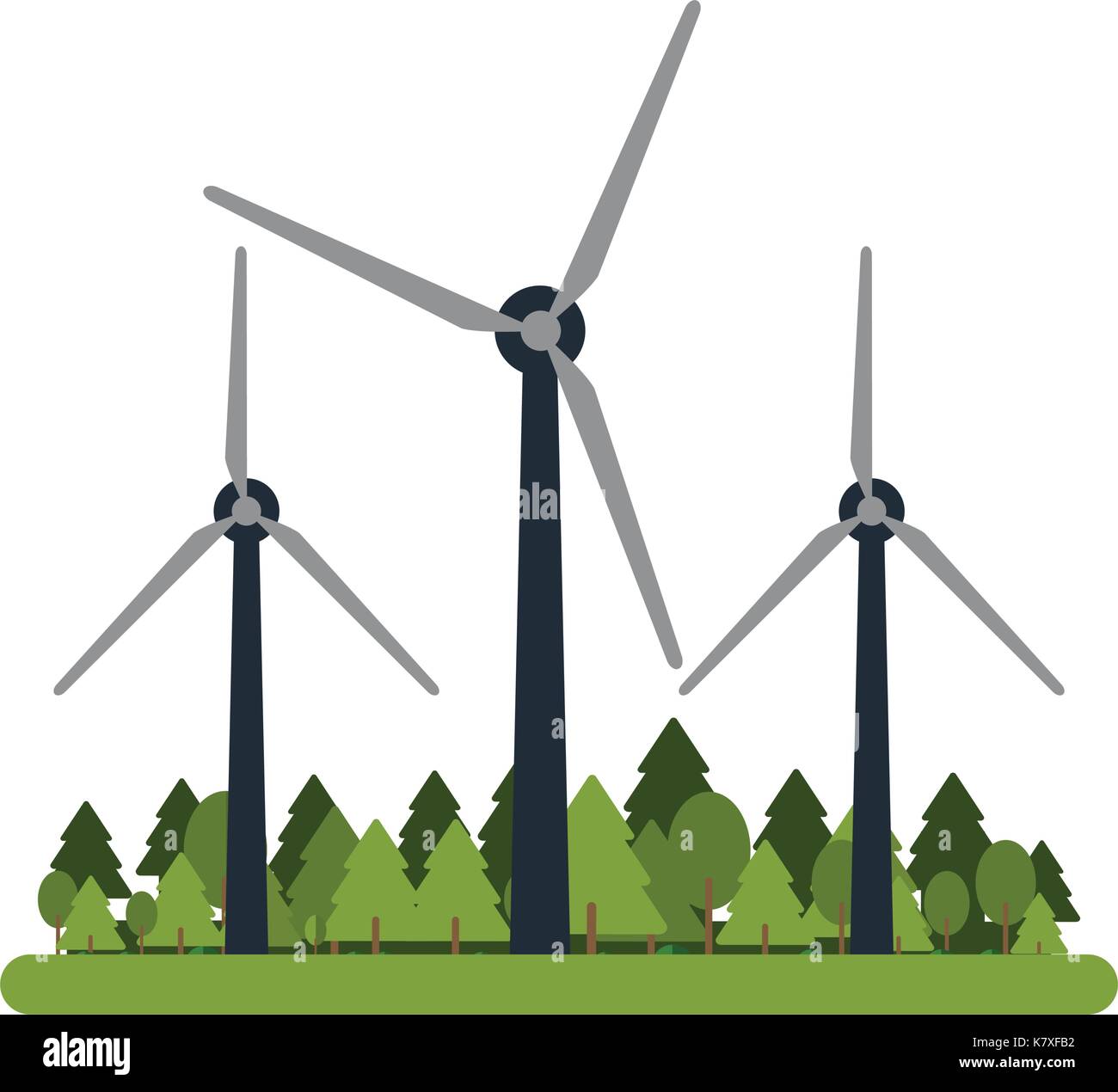 wind turbines in forest icon image  Stock Vector