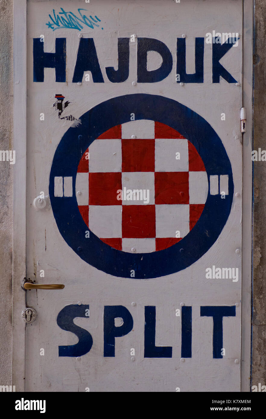 Logo of the Hadjuk Split famous football club in the historic old town of Split, Croatia Stock Photo