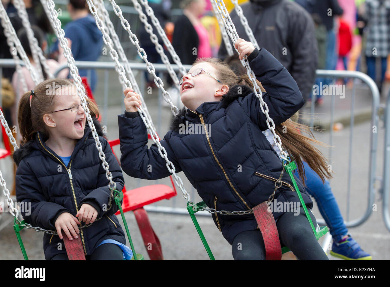 Children playing in fun fair Stock Photo