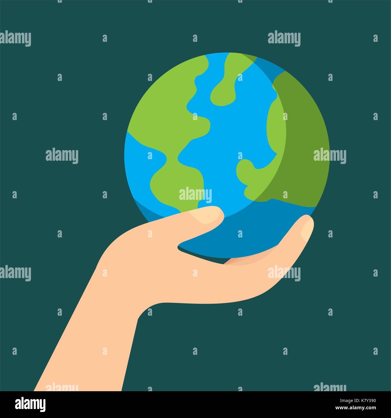 hand with planet earth ecology and environment flat Stock Vector Image ...