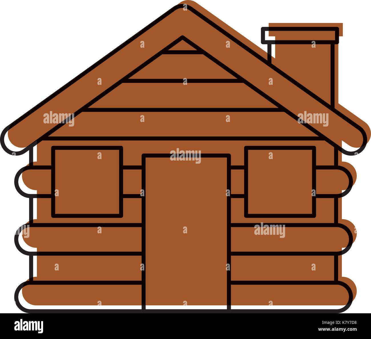 Wooden Cabin House Chimney Camp Exterior Stock Vector Art