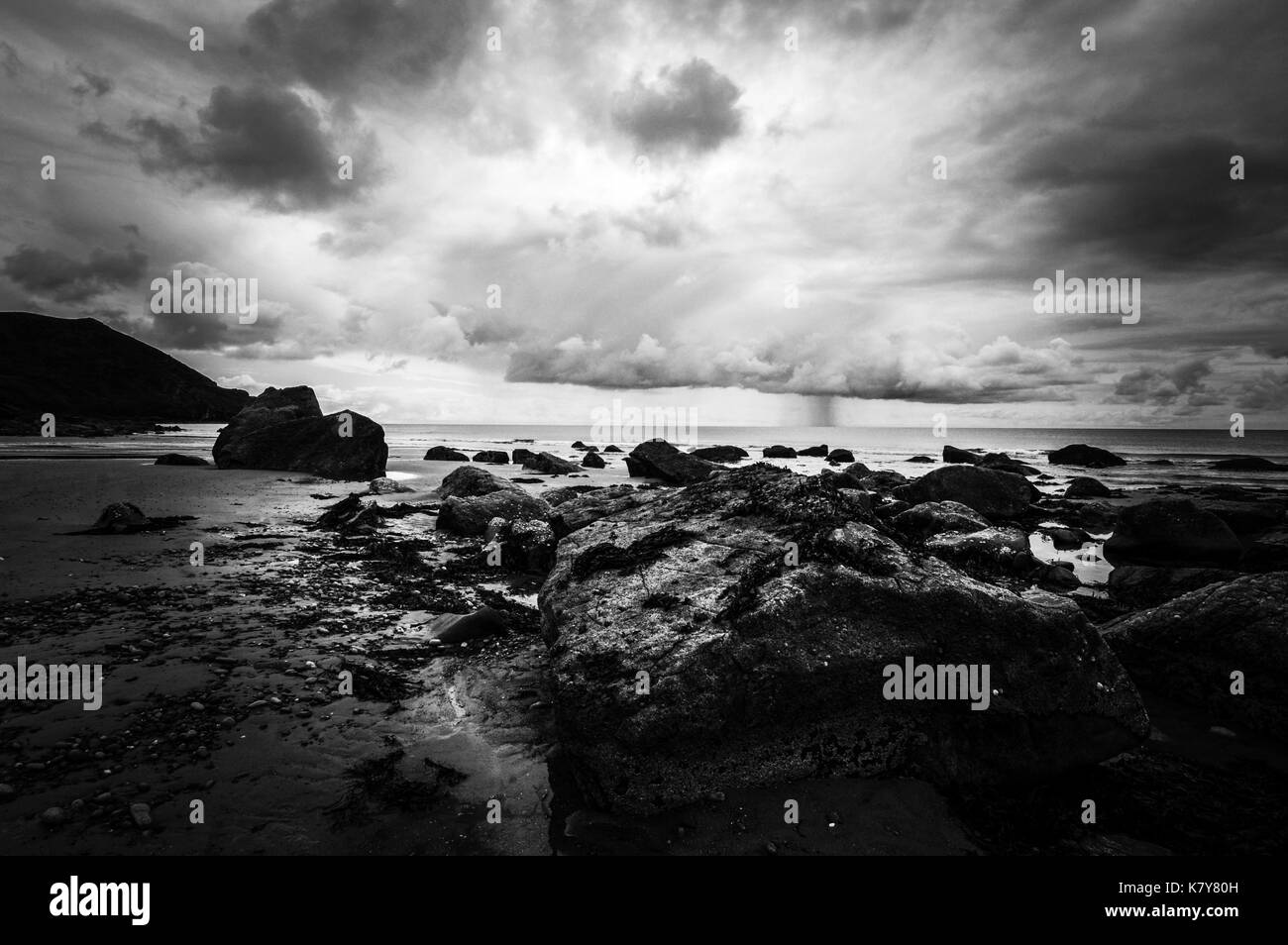 Storm off Porth Ysgo Beach Stock Photo - Alamy