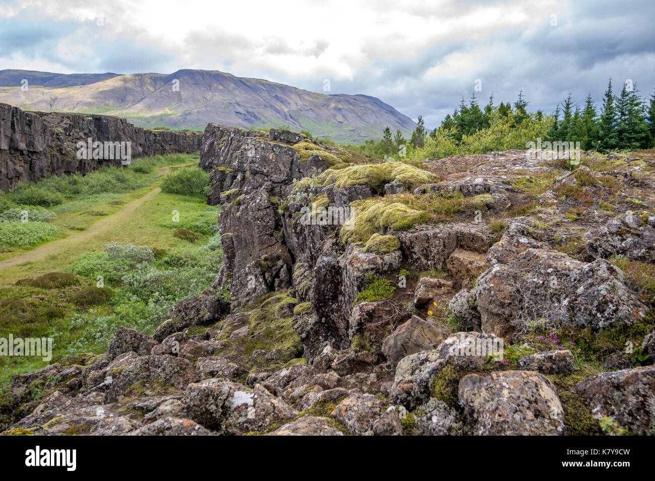 Iceland Thingvellir The Rift Valley That Marks The Crest Of The Mid