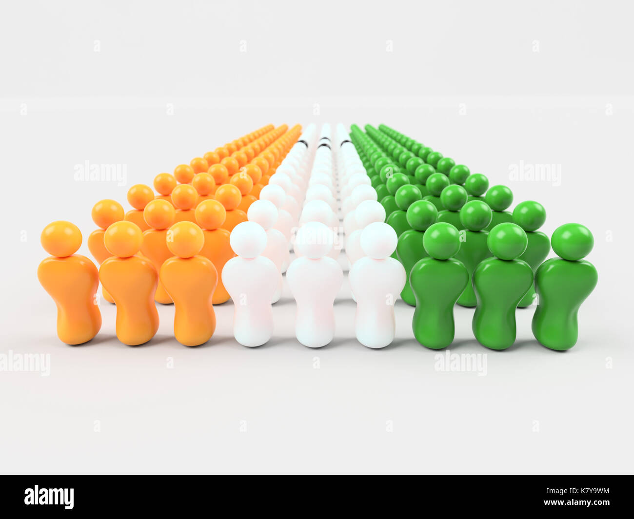 3D Illustration Flag of India made of little men against a clear ...