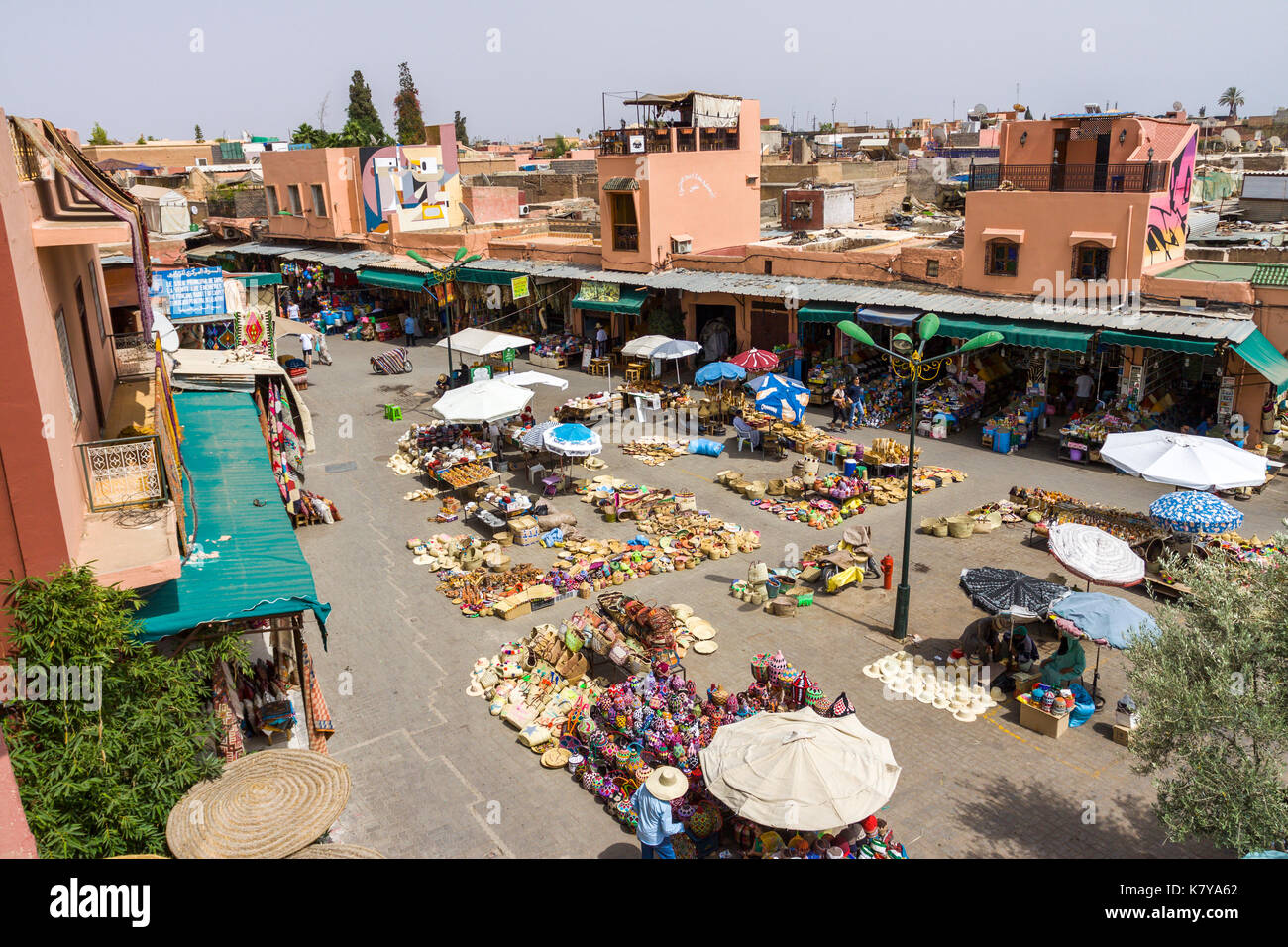Rahba Kedima Square in a sunny and hot day. Marrakech, Marrakech-Safi. Morocco Stock Photo - Alamy