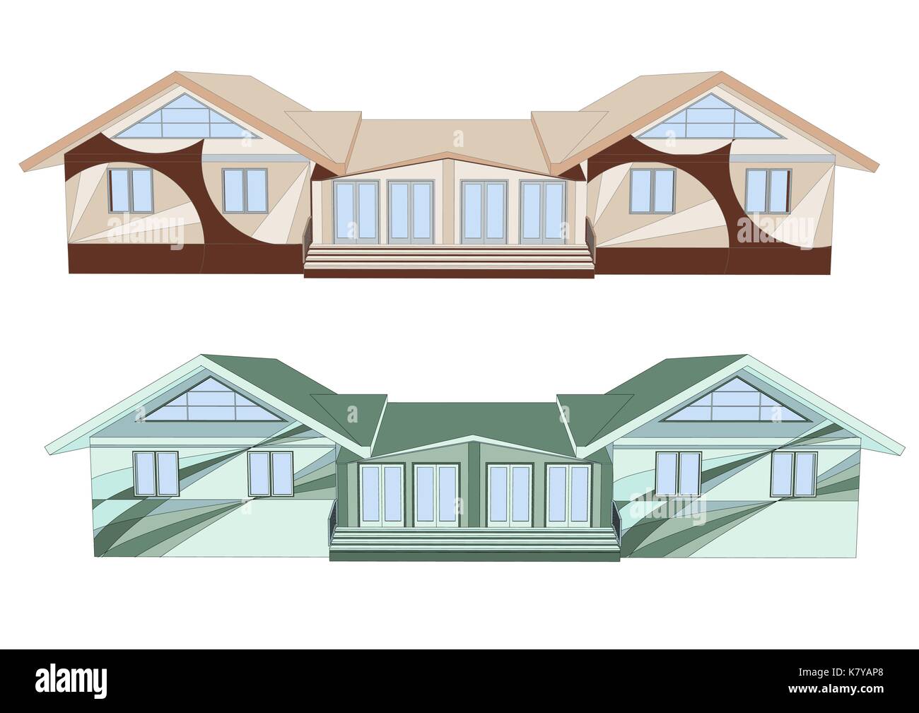 facades of houses isolated on a white background Stock Vector Image ...