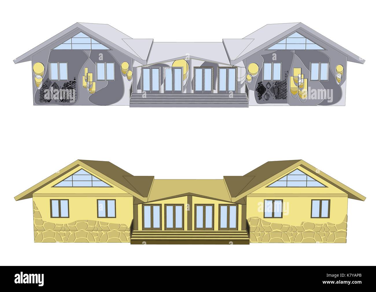 facades of houses isolated on a white background Stock Vector Image ...