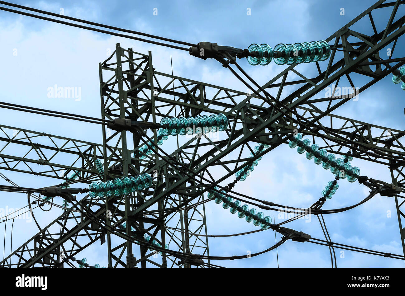 electricity transmission pylon Stock Photo