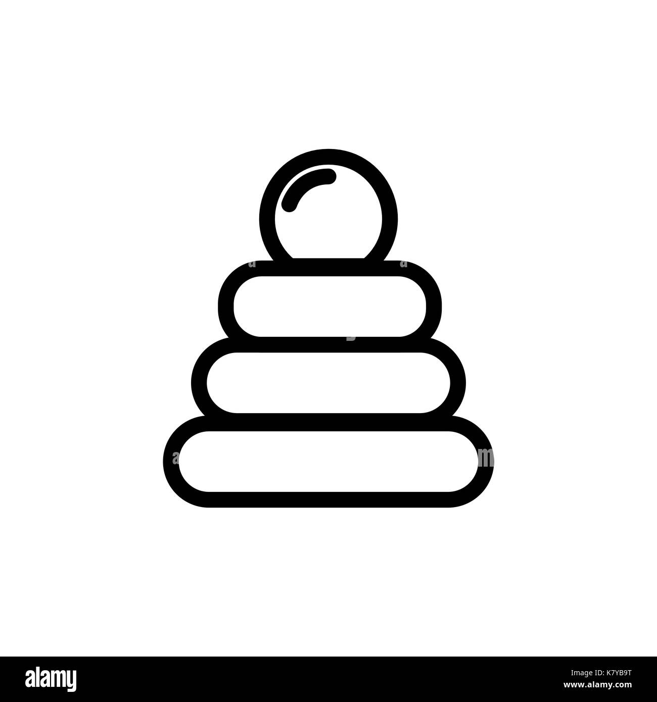 Baby pyramid toy thin line icon. Outline symbol kid game for the design of children's webstie and mobile applications. Outline stroke pictogram Stock Vector