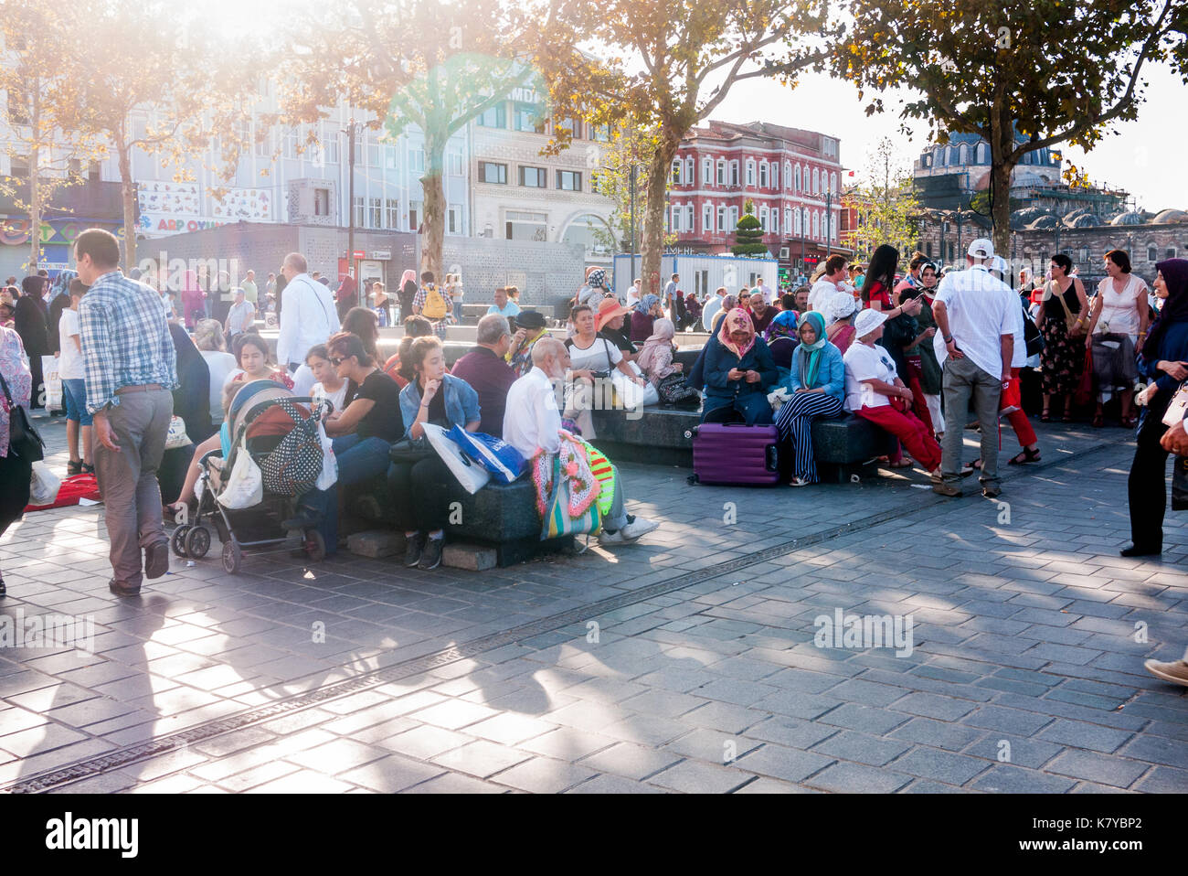 Istanbul, Turkey, people enjoying a sunny day in the Sultanahmet district Stock Photo