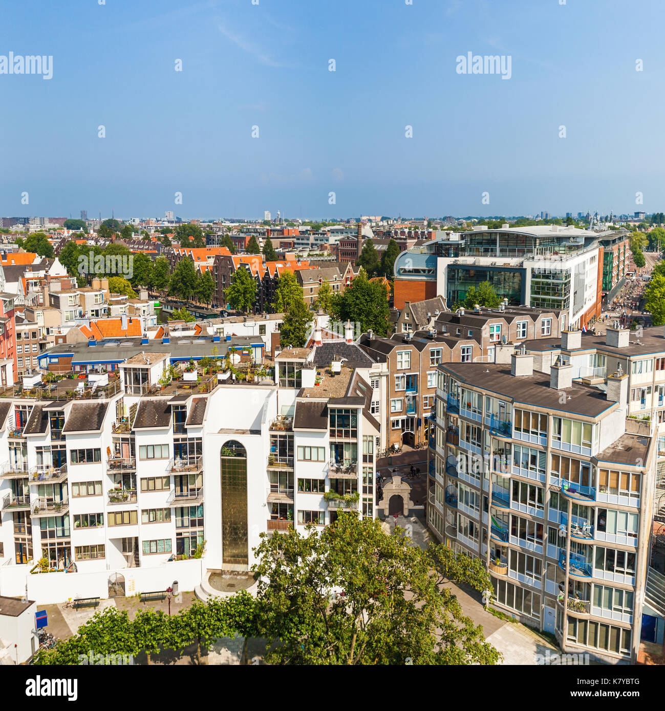 Panorama of residential areas in Amsterdam. Aerial view. Holland