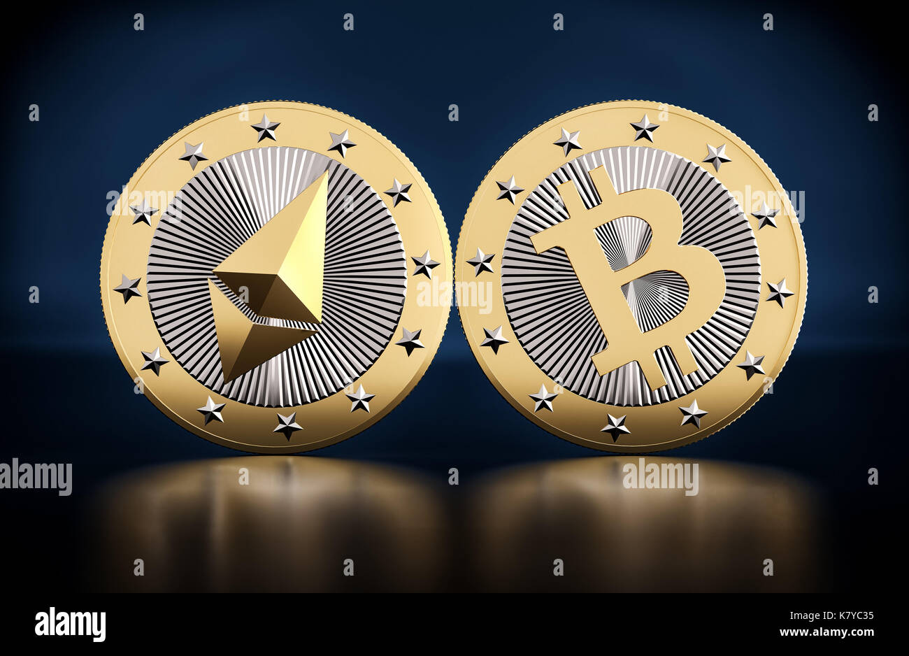 Bitcoin golden coin 3d rendering hi-res stock photography and images - Alamy