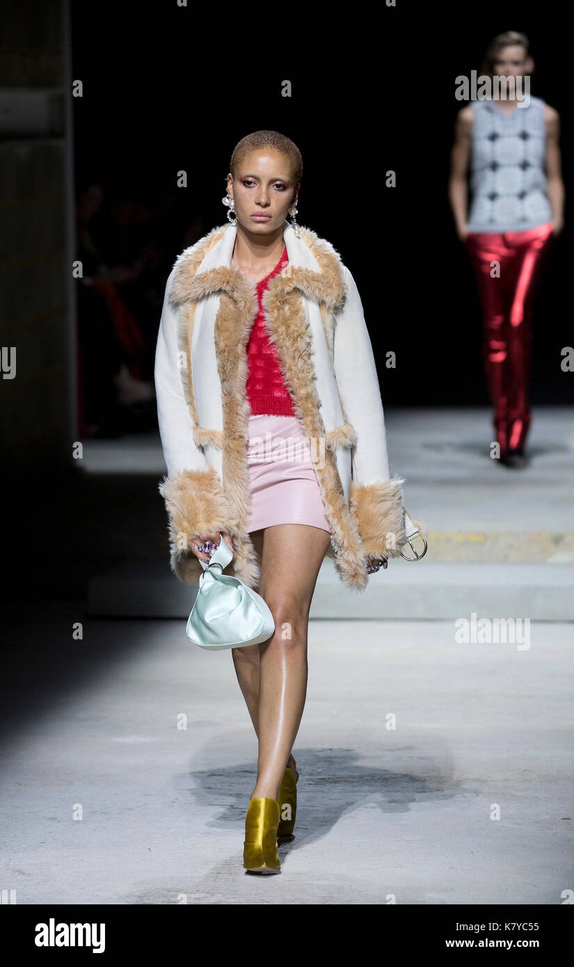 Adwoa Aboah on the catwalk during the TOPSHOP London Fashion Week SS18 show  held at Topshop Showspace, London Stock Photo - Alamy