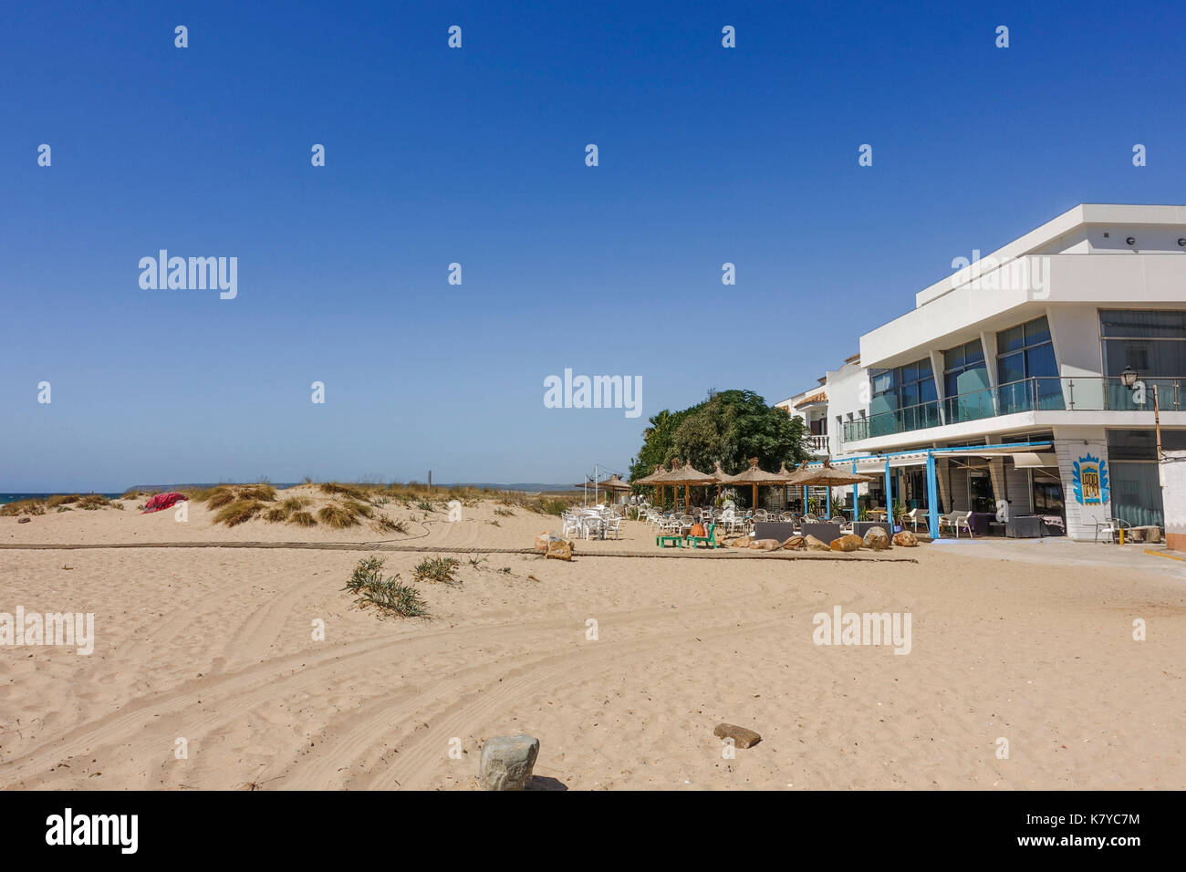 Zahara de los atunes, Beach hotel with terraces, Cadiz, Andalusia, Spain Stock Photo