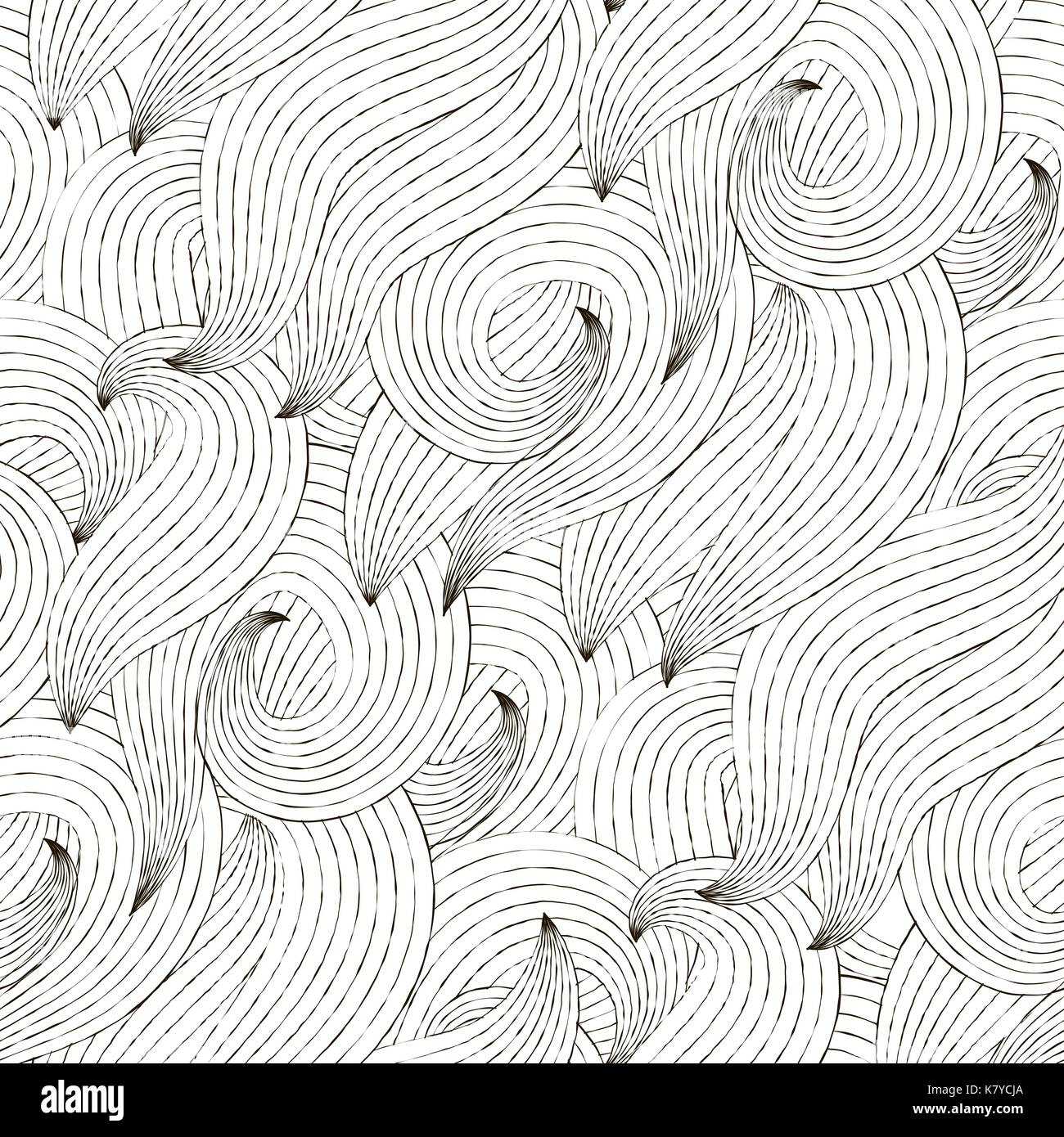 Vector Seamless Wave Hand-drawn Pattern Stock Vector