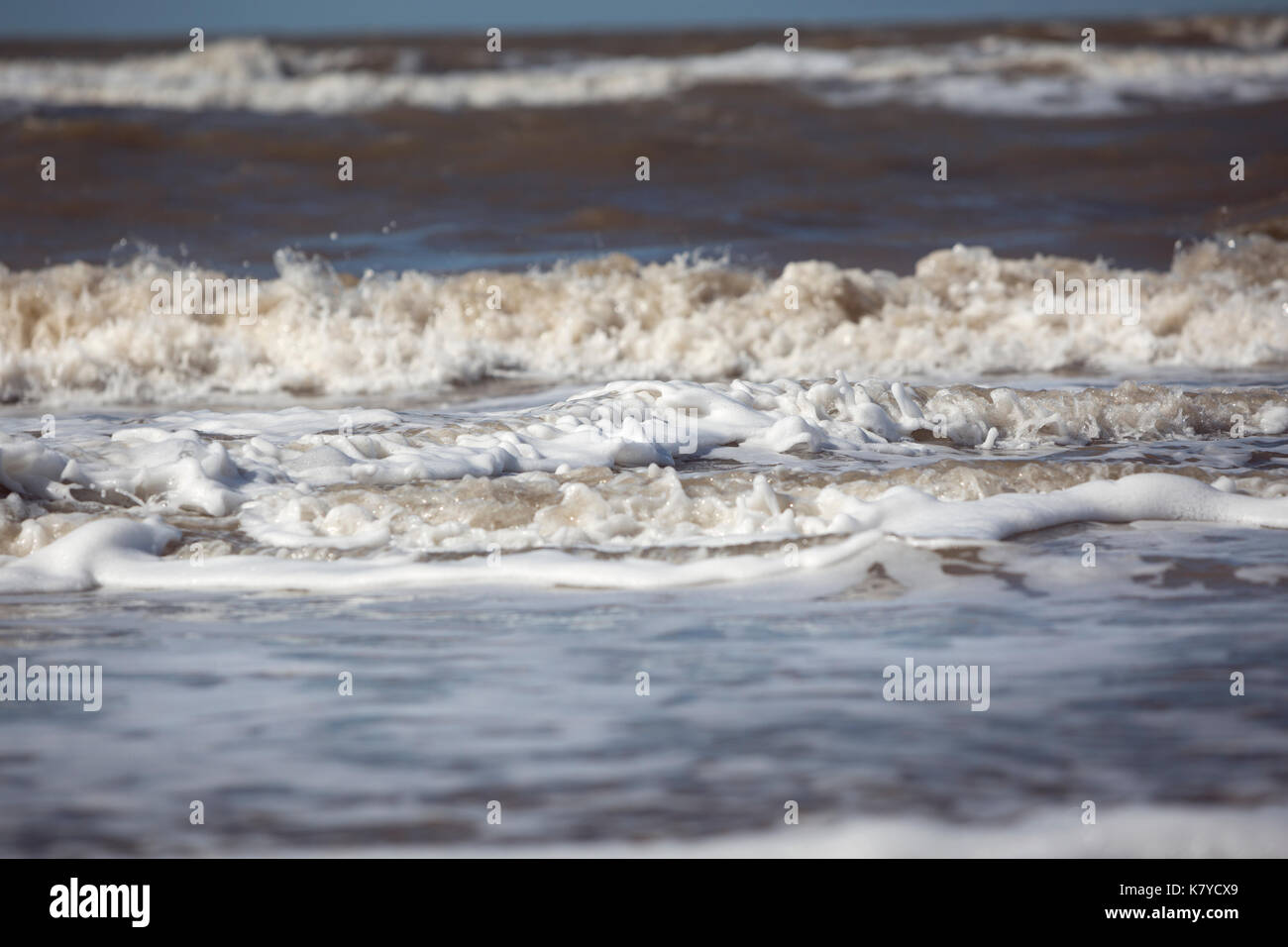 Waves and high tide of the Irish Sea at Formby, England Stock Photo