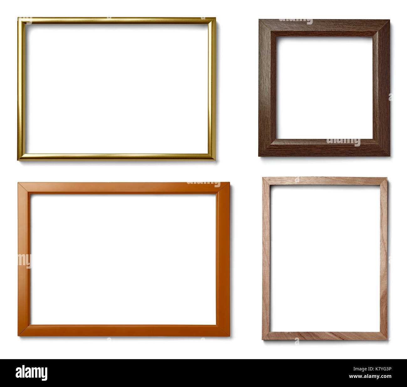 collection of various vintage wood frame on white background Stock ...