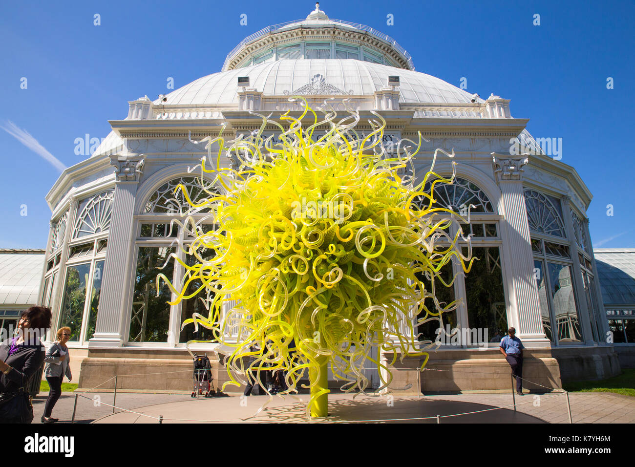 NEW YORK CITY - SEPTEMBER 1, 2017: View Chihuly glass sculpture at the historic Enid A. Haupt Conservatory located on the grounds of the New York Bota Stock Photo