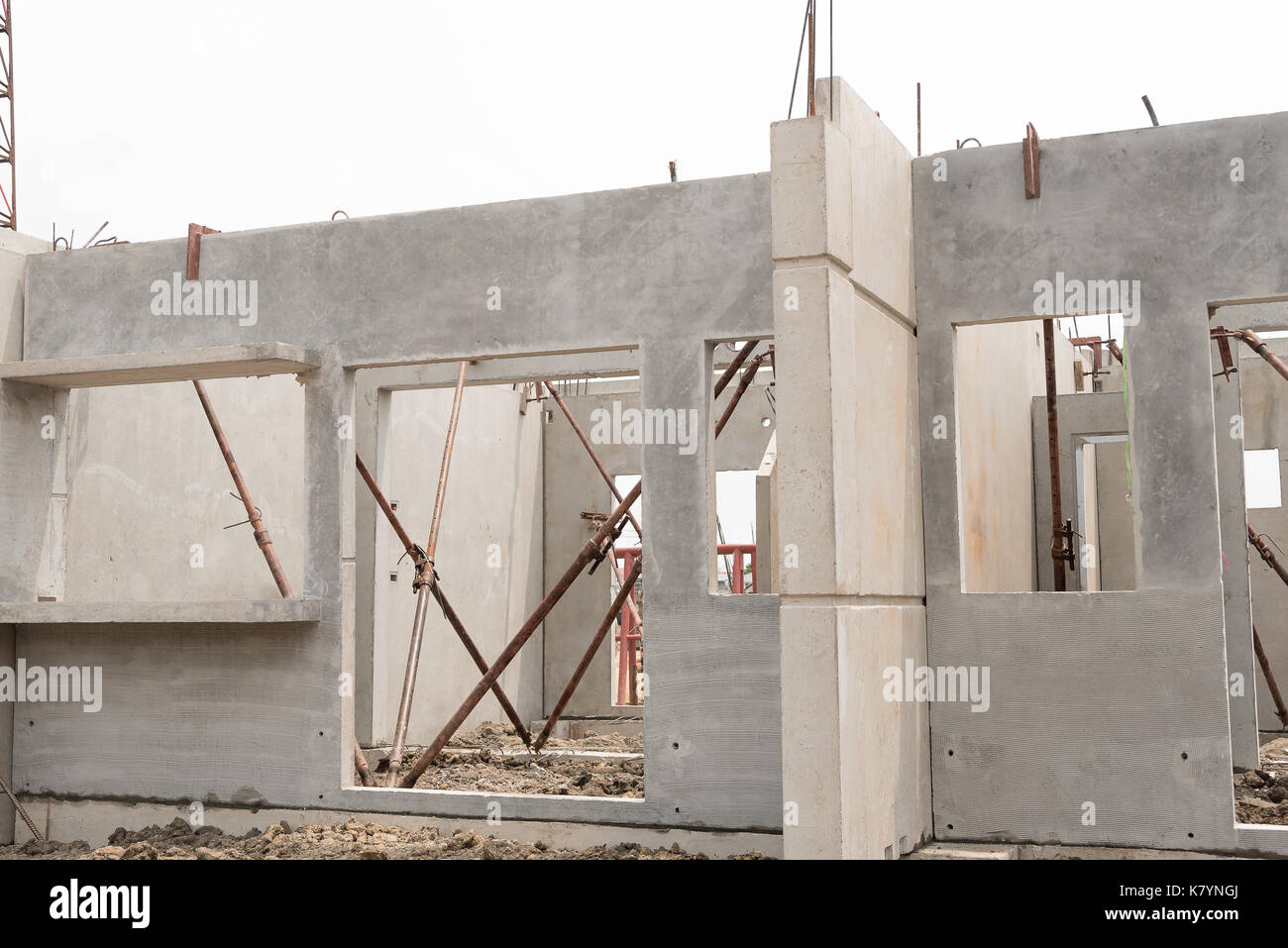 Installation of prefabricated building wall panels in construction