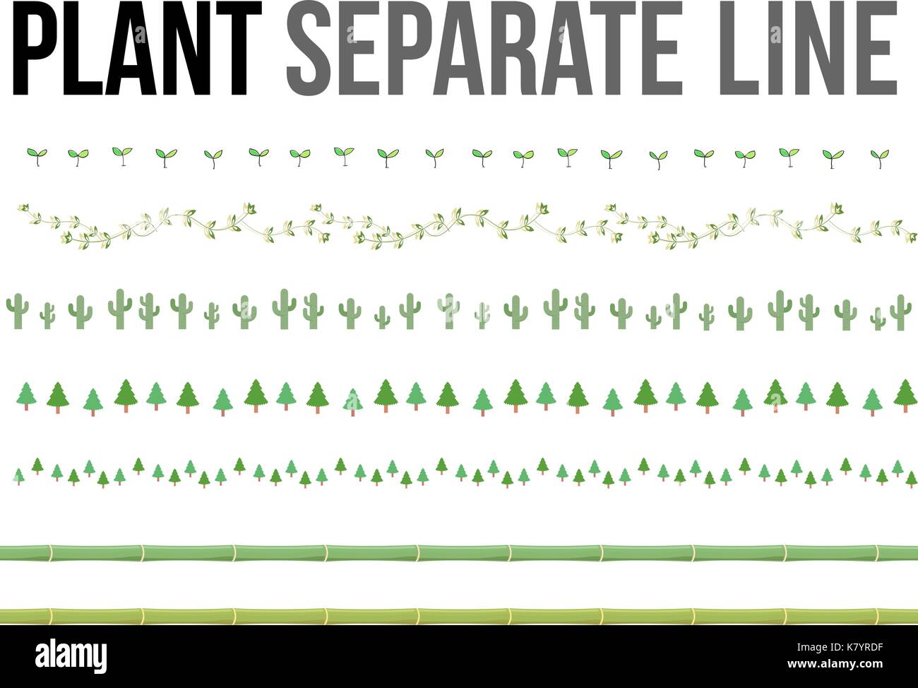 Vector green plant separate line for design layout component Stock Vector