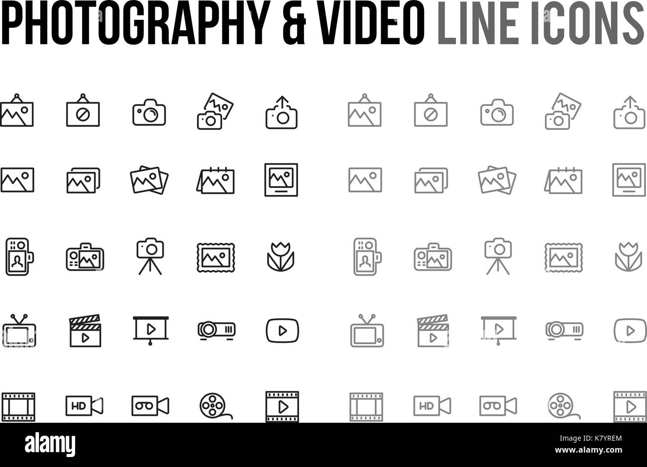 Photography & Video vector line icon for app, mobile website responsive Stock Vector