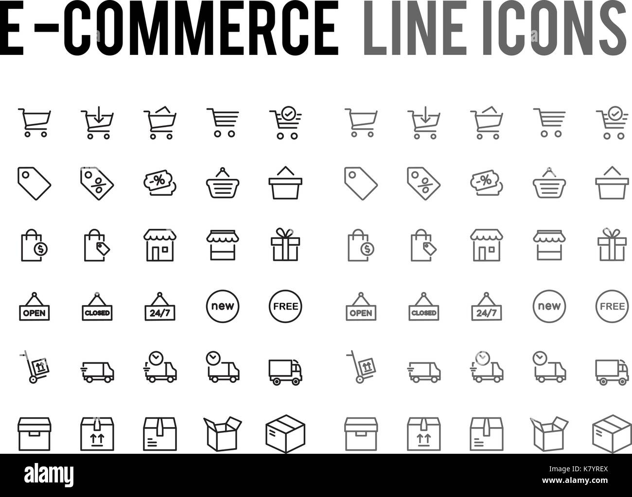 Online shopping vector line icon for app and mobile website responsive Stock Vector