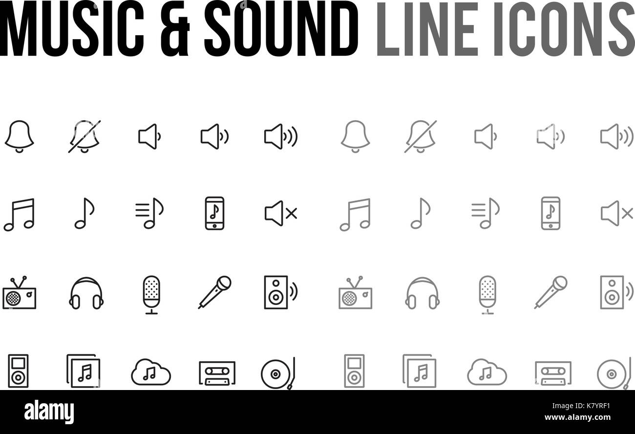 Music & sound vector line icon for the app, mobile website responsive Stock Vector