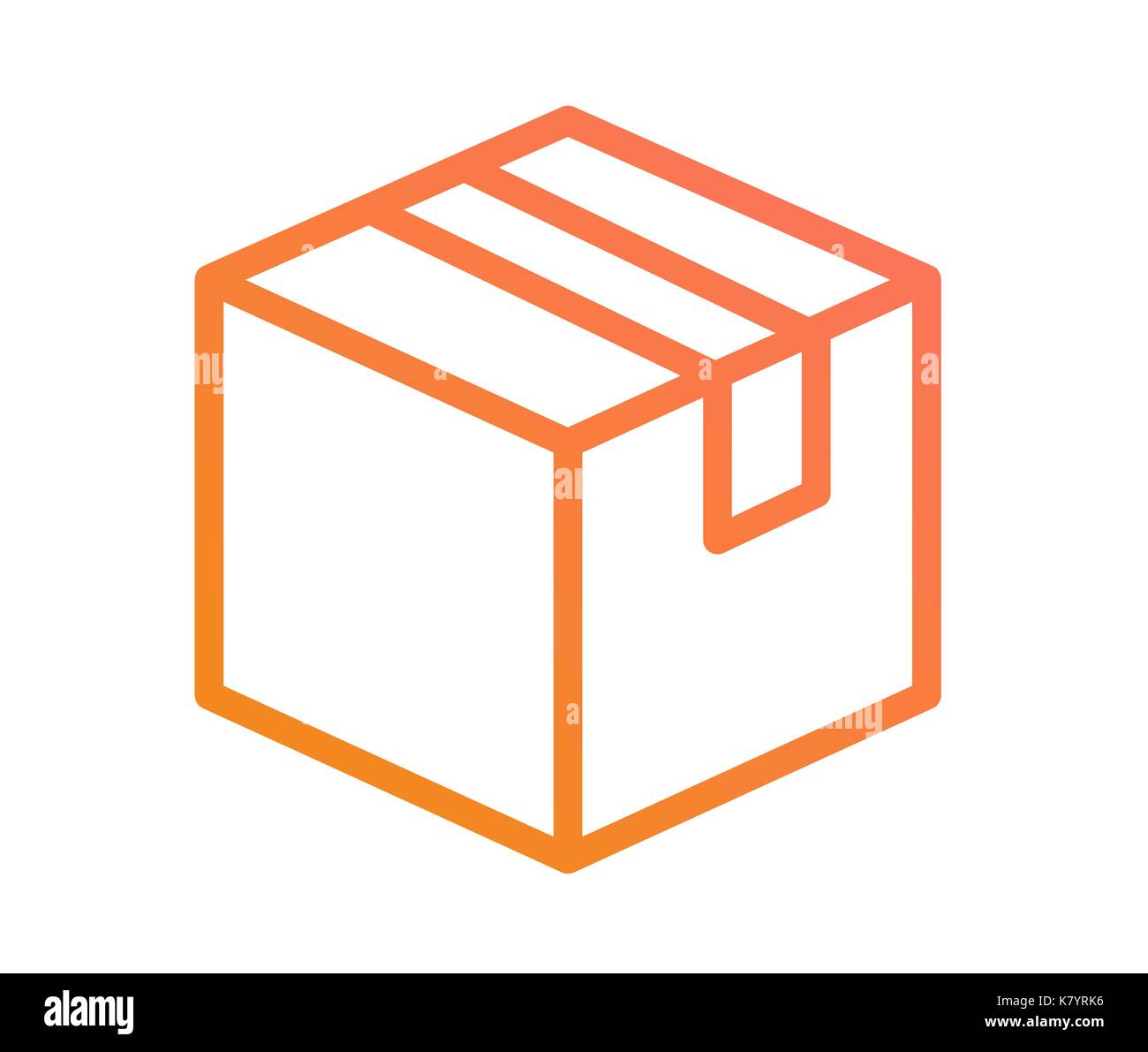 Isolated Vector gradient orange to pink delivery shipping box line icon Stock Vector